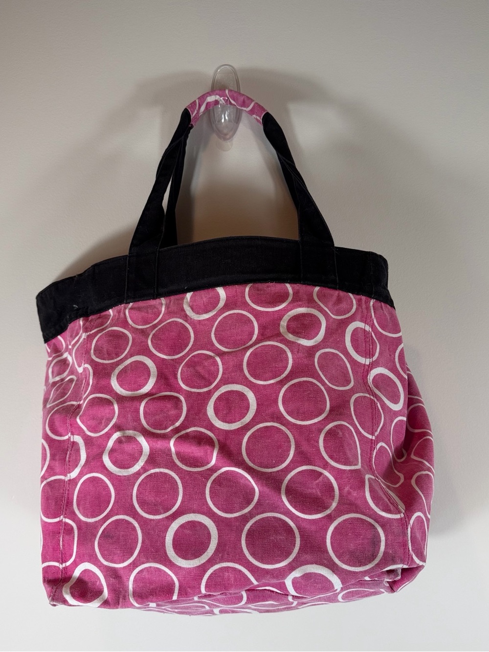 thirty-one Pink and Black Circle-Print Canvas Tote